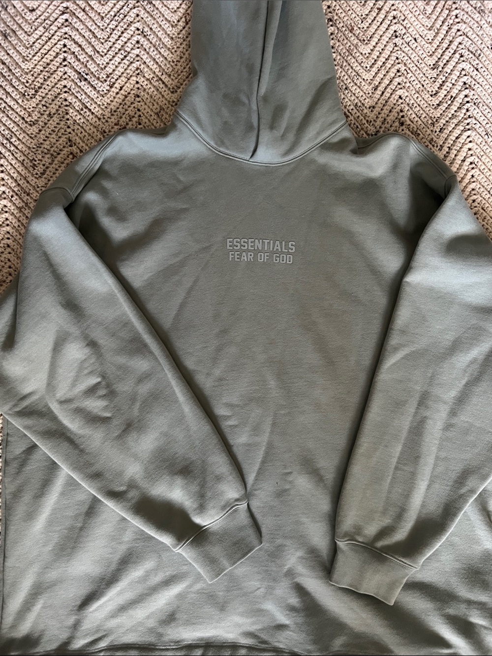 Fear of God Essentials Crewneck Hoodie in Olive Green
